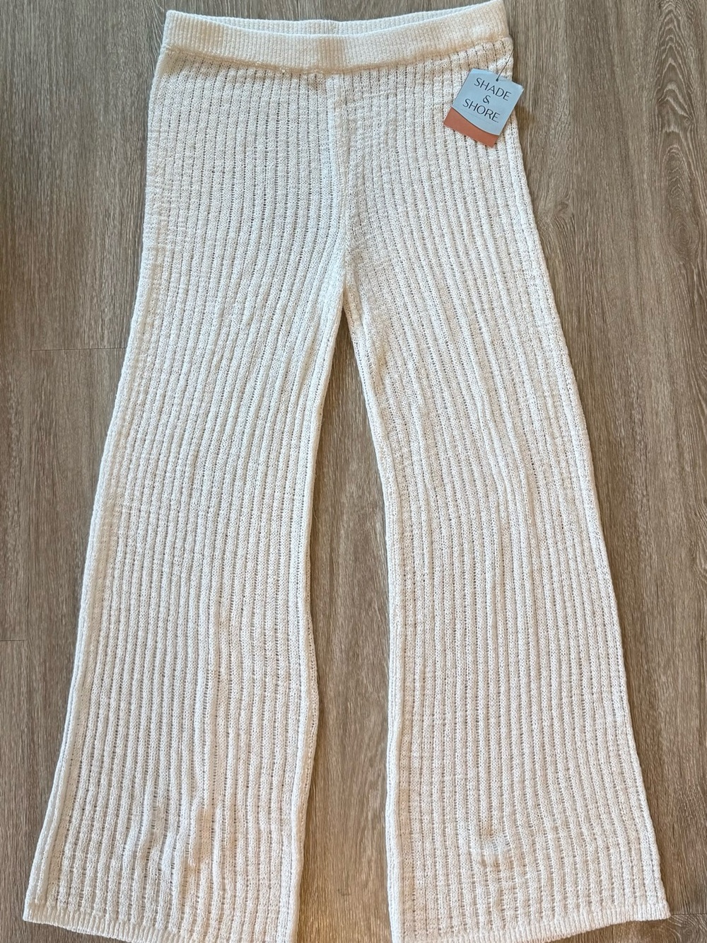 Shade & Shore Cream Open Knit Wide Leg Beach Cover-Up Pants NWT M 8-10